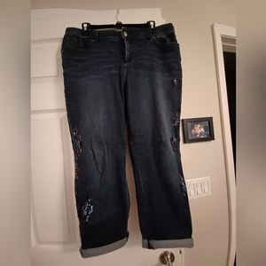 Chico's So Slimming Embellished Girlfriend Ankle Jeans Size 1.5